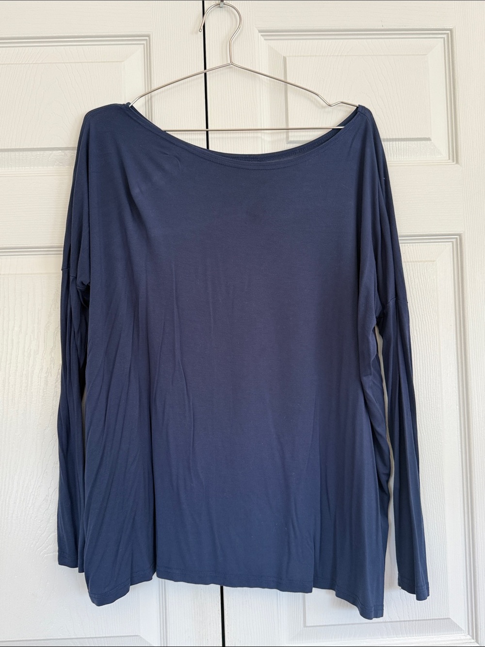 Women's Long Sleeve Navy Boatneck Top